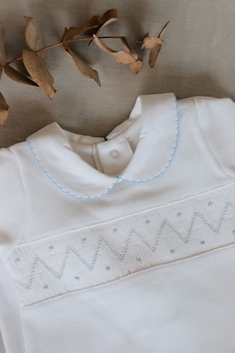 [MP17] Enterizo PIMA punto smock celeste 3/6 Mon Petit