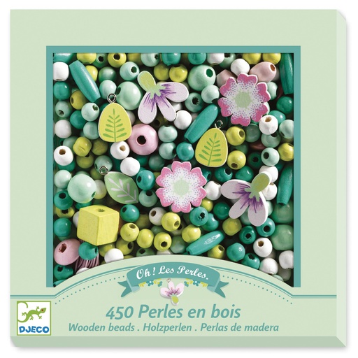 [DJ09808] Wooden Beads, Leaves And Flowers Design By By Djeco