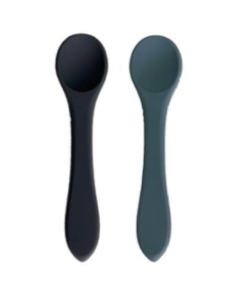 [608011944124] Cucharas x 2 silicona gris y celeste Storki