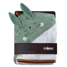 [704715589934] Toalla con capucha conejo verde Storki