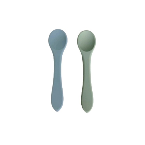 [608011944162] Cucharas x 2 silicona verde Sage y celeste Storki