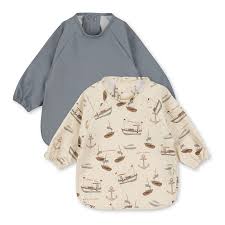 [KS100007-SA] 2 Pack Dinner Bib With Sleeves Sail Away Konges Slojd