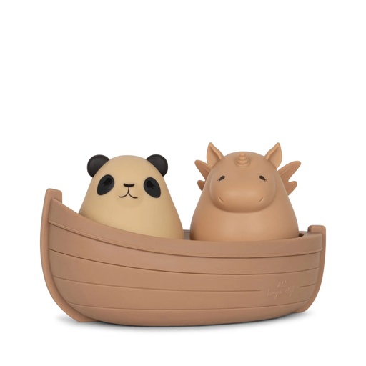 [KS100475] Silicone Bath Toys Boat Panda Unicorn Blush Mix Konges Slojd
