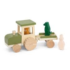 [36-494] Wooden Tractor With Trailer Trixie