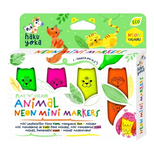 [6920773331535] Pack 4 Marcadores Neon Animales  Haku Yoka