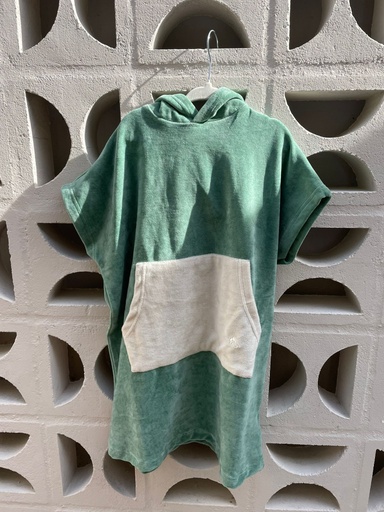 [PKPCHBV-01] Poncho Beige/Verde 0-1Y Peekaboo