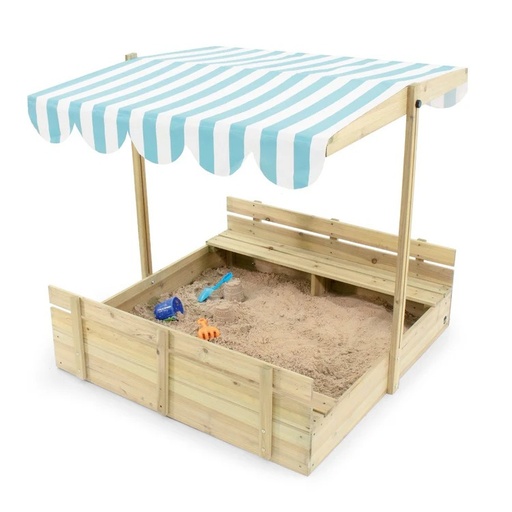 [100802C108] Wooden Sandpit With Canopy - Natural Plum