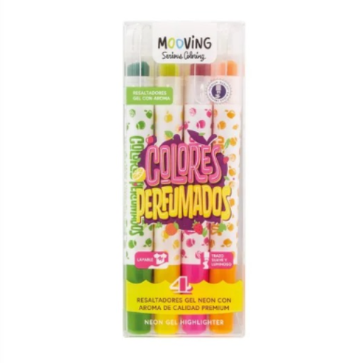 [7798356616466] Marcadores Fluo Gel Perfumados x 4 Mooving