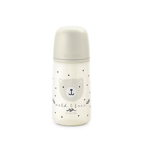 [8426420904827] Biberón 270Ml Fisio. 3-6M Flujo M - Bears Gris Suavinex