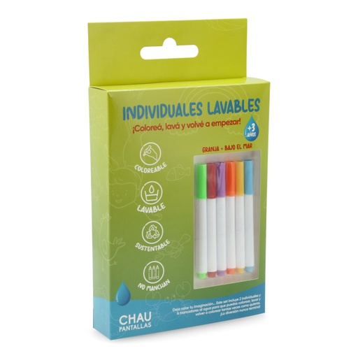 [7730992131170] Individuales Lavables Granja - Bajo el Mar Chau Pantallas