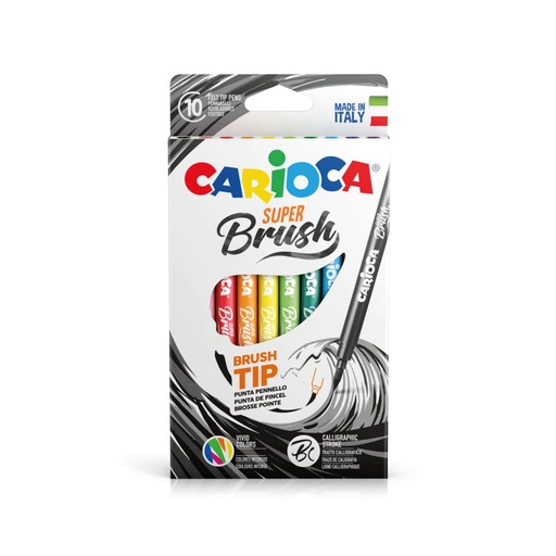 [8003511429379] Marcadores Punta Pincel Super Brush Caja X10 Carioca