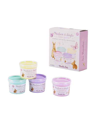 [710609] 4 Botes De Pintura De Dedos Pastel Rosalies Moulin Roty