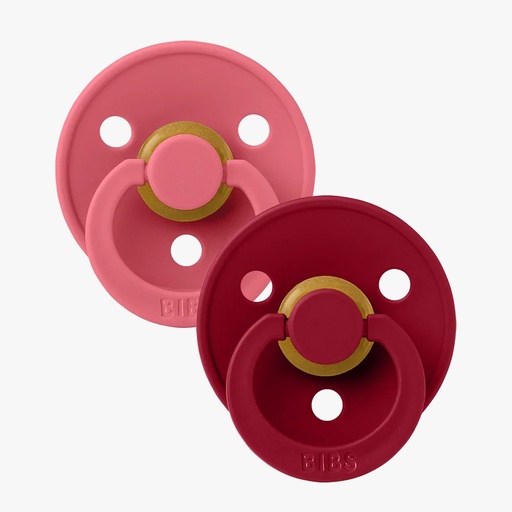 [110254] Colour 2 Pack Latex Size 1 Coral/Ruby Bibs