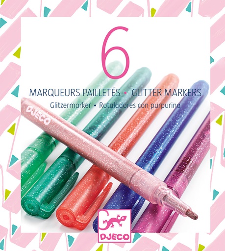 [DJ08877] 6 Glitter Markers - Sweet Design By By Djeco