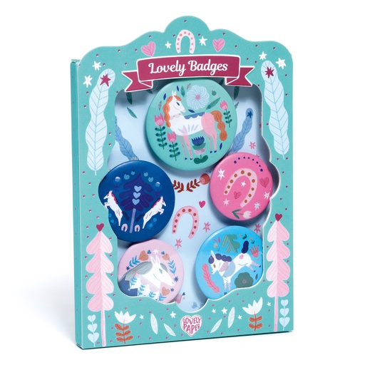 [DD03851] Horses Lovely Badges Lovely Paper By Djeco