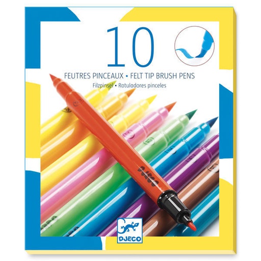 [DJ08799] 10 Felt Brushes - Pop Colours  Design By By Djeco