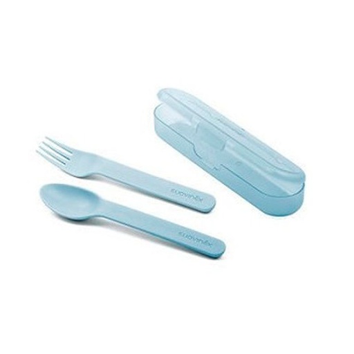 [8426420071161] Set Cuchara + Tenedor + Estuche +12M Celeste Suavinex
