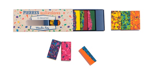 [711259] Box of 6 multi-coloured wax blocks Moulin Roty